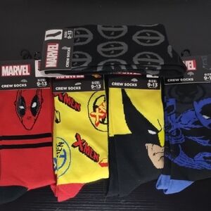 Marvel  X-men Men's Crew Socks - Red, Yellow, Black, Blue NWT
